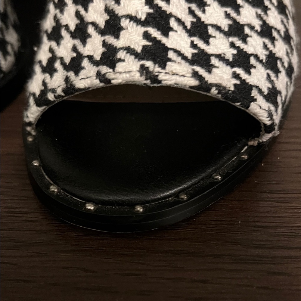 NY&C Houndstooth Peep-Toe Block Heels with Ankle Straps - Black & White - Picture 6 of 8